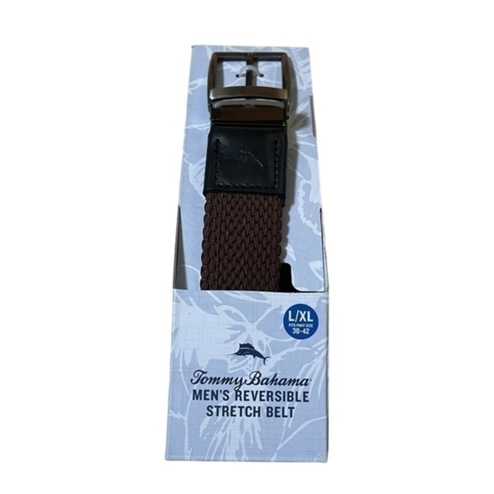 Tommy Bahama Stretch Reversible Braided Belt - Size L/XL 38-42 - Brown/ Black